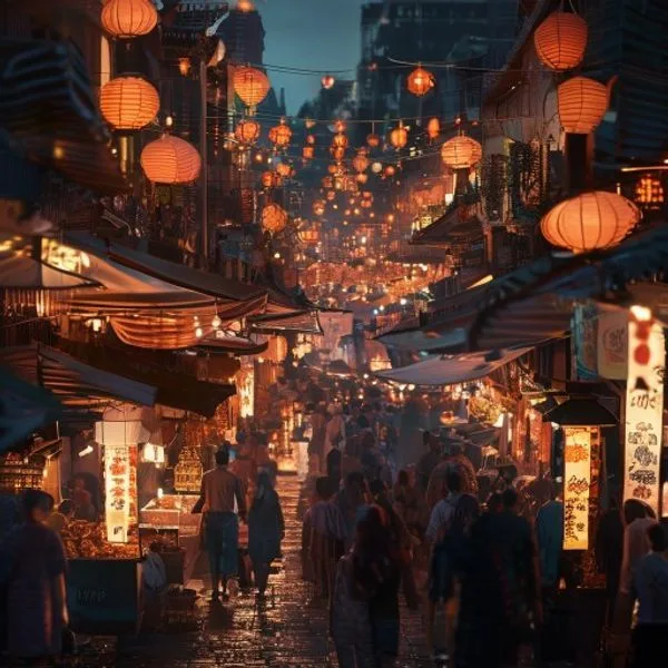 拥挤的夜市